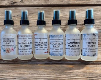Oralee's Clean and Natural Room & Linen Spray 2 oz- Non-Toxic- Sample Size Carpet Freshener Odor Eliminator Upholstery Odor Absorber