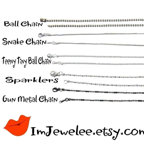 120 WHOLESALE NECKLACES Your Choice  Silver Ball Chains Snake Chains Teeny Tiny Ball Chains Sparklers Faceted Ball Chains Gun Metal Ball Chains . . .WOW