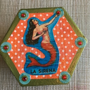 Loteria Mermaid, La Sirena Decoupage Gift Box