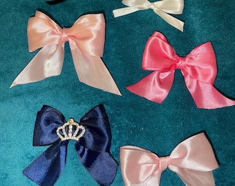 Handmade Ribbon Hair Bows – 2-4 Inch, Single/Double Layer, Crown Options