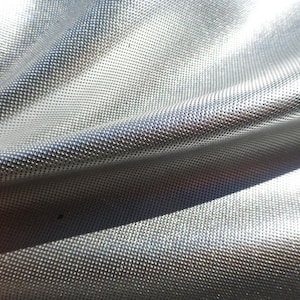 goatskin kid leather hide Shimmering Metallic Silver Embossed Micro-Grid Texture