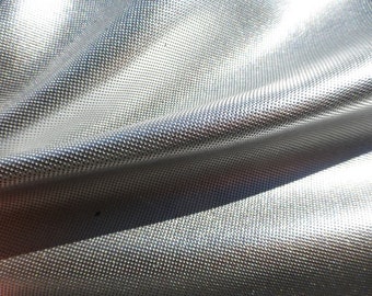 goatskin kid leather hide Shimmering Metallic Silver Embossed Micro-Grid Texture