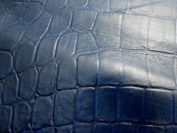 lambskin Sheep leather hide Full Bodied Dark Blue 2 Tone Crocodile Embossed 3oz