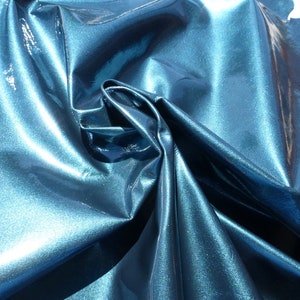 Cuir d'agneau Grand format verni bleu sarcelle foncé brillant brillant