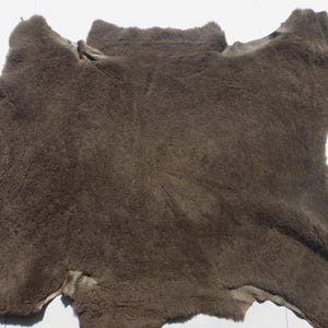 sheepskin shearling leather hide Dark Brown Thick Plush Fluffy Hair w/Suede Back