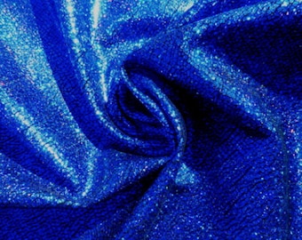 Pigskin leather hide Holographic Metallic Sapphire Blue Rainbow Colored Crackle