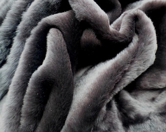 sheepskin shearling leather hide Dark Reddish Brown silky hair Black Suede back