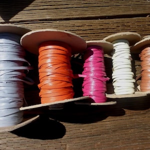 Multicolored Smooth Leather Lacing Trim: 30 ft Cowhide, 1/8-3/16&quot;