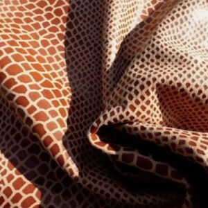 lambskin leather hide Brown on Tan Snake Skin Reptile print semi gloss finish