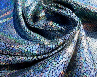 Pigskin leather hide Holographic Metallic Rainbow Silver Crackle Texture 1.5oz 9sf -Stunning Designer Leather!