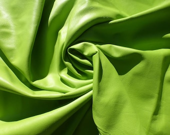 lambskin leather hide Premium Grade Neon Lime Butter soft drapey smooth finish
