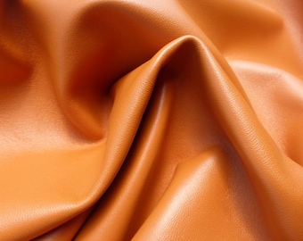 Italian Lambskin Leather Hide: Pumpkin Orange, Smooth Finish, Full Bodied