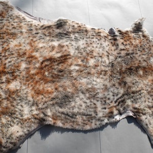 sheepskin leather hide Wildcat Print Toscana Super Soft Thick Hair Brown & Black on White