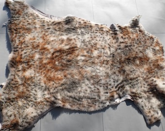 sheepskin leather hide Wildcat Print Toscana Super Soft Thick Hair Brown & Black on White