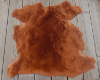 sheepskin leather Toscana hide Rust Orange Thick Super Silky Hair w/suede back
