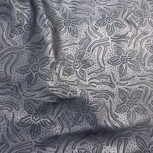 lambskin leather hide Embossed Stylized Floral pattern w/Purple Pearlized Finish