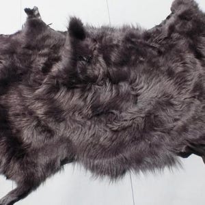 sheepskin leather hide Toscana Dark Chocolate Long Thick Fluffy Silky Hair