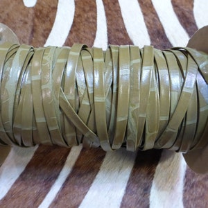 Genuine Leather 1/4&quot; Smooth Folded Lacing Trim Edging Light Brown Bamboo Print -EXOTIC!!