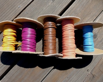 Genuine Leather Lacing Trim: 1/8&quot; Smooth Folded Cowhide, Assorted Colors