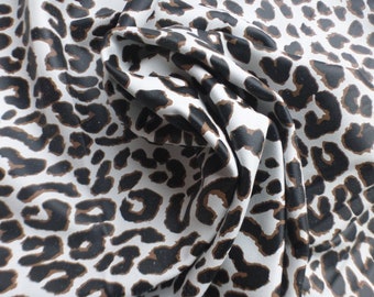 Lambskin leather hide White with Brown/Black Adult Leopard Print smooth finish