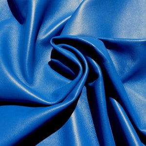 Lambskin leather hide Large Bright Electric Blue full bodied smooth finish