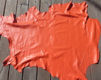 lambskin leather hide Premium Grade True Orange drapey soft smooth finish