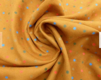 Lambskin suede leather hide skin Multicolored Polkadots Print on Caramel butter soft