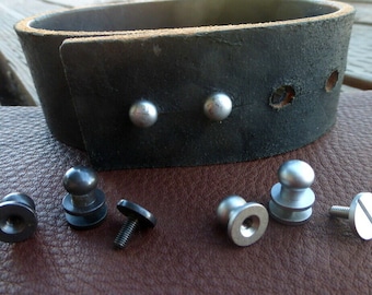 Solid Brass Sam Browne Button Studs with Screws - 10mm 10 Pack