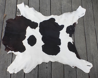 Calfskin Hair On leather hide Dark Brown & White Spotted Light Weight short hair