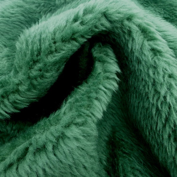 sheepskin shearling leather Large hide True Green Thick Plush Dense Fluffy Hair
