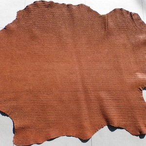 Goatskin leather hide Cinnamon Embossed Textured Corduroy Pattern full bodied & strong