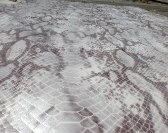 Cowhide leather 1/4 hide Brown & Ivory Embossed Python Snake Skin Pattern Smooth