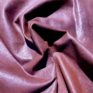 Lambskin leather hide Pearlized Purple Wash on Cognac w/Grainy Texture