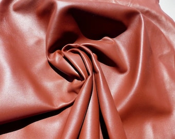 lambskin leather hide Mahogany Red Brown smooth finish full bodied flawless
