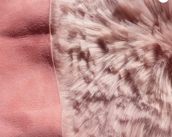 sheepskin leather Toscana hide Dark Pink Feathered Shag Haircut long silky hair