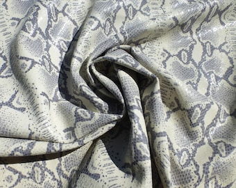 lambskin leather hide Charcoal on Beige Python Print buttersoft drapey