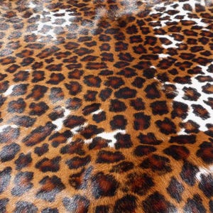Calfskin Hair On leather hide Leopard Print Long Silky Hair VERY RARE!!
