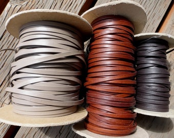 Genuine Leather Lacing Trim: 3/16&quot; Smooth Cowhide, 30 ft Roll