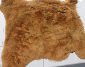 sheepskin leather Toscana hide Burnt Orange Thick Silky Hair w/Camo Print back