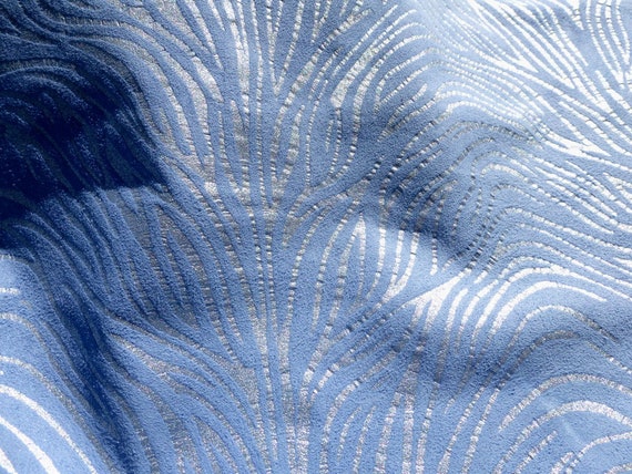 lambskin leather Suede Buttersoft Metallic Silver on Denim Blue Baby Zebra Print