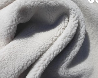 Merino sheepskin shearling leather hide Off White Short Thick Curly Plush Hair