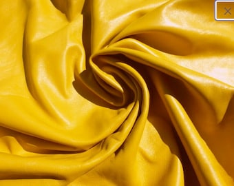 Lambskin leather hide skin Amber Yellow glove soft Ultrathin smooth finish
