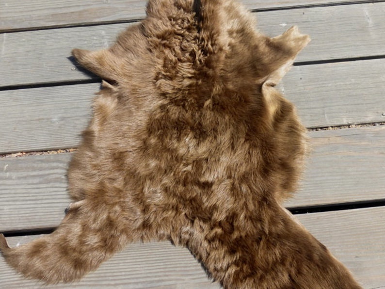 Sheepskin Leather Hide Skin Fur Pelt Bronze Brown Long Silky Etsy