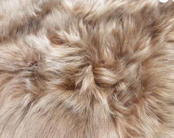 sheepskin leather hide White Tip Bronze Long Silky w/Metallic Bronze Wash back
