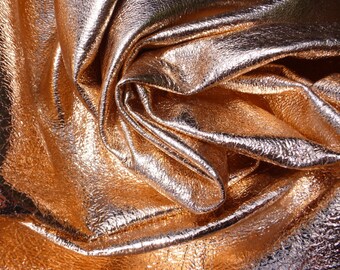 Pigskin leather hide skin Holographic Metallic Rainbow Gold Crackle Texture 2 oz 