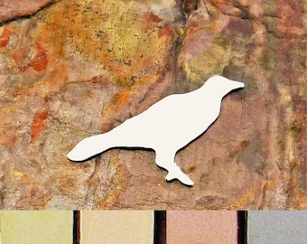 5 qty RAVEN Stamping Blanks 1 1/2" 18G 20G 24G Aluminum Brass Bronze Copper Deburred Enameling Bird Crow Jewelry Tumbled