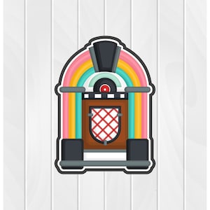 Cookie Cutter JUKEBOX #1 2&quot; 2.5&quot; 3&quot; 3.5&quot; 4&quot; 4.5&quot; 5&quot; 3D Printed PLA Food Shapes Fondant Food Shapes Clay Cutters Retro 50&#39;s Diner Sock Hop