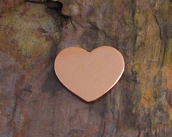 10 Deburred 18G Copper 3/4" CHUBBY HEART Stamping Blanks