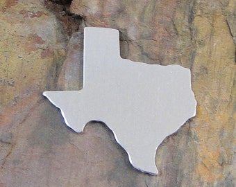 5 qty 1 1/4" TEXAS *Choose Your Metal* Aluminum Brass Bronze Copper Stamping Blanks TX State Map Enameling 18G 20G 24G Cowboy