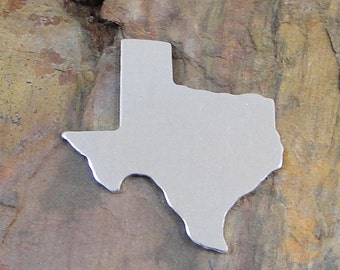 5 qty 1 1/4&quot; TEXAS *Choose Your Metal* Aluminum Brass Copper Stamping Blanks TX State Map Enameling 18G 20G 24G Cowboy